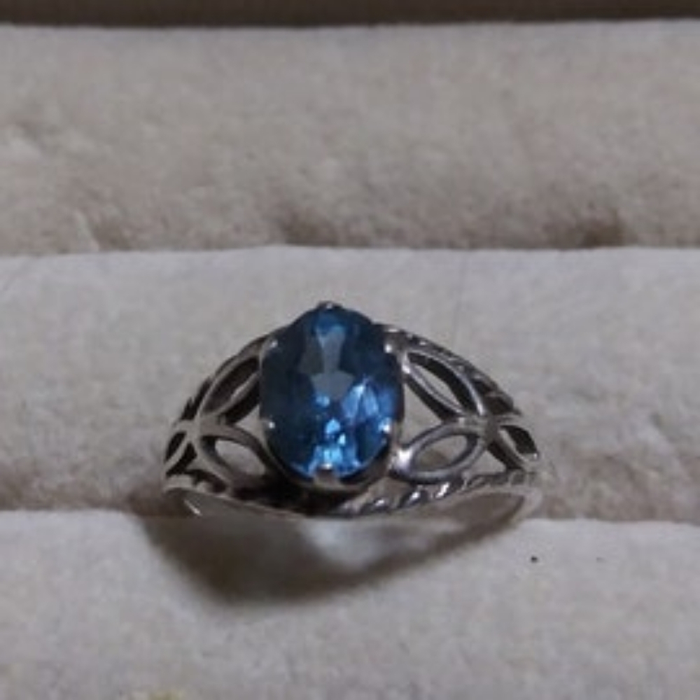 Lab created topaz sterling silver ring
